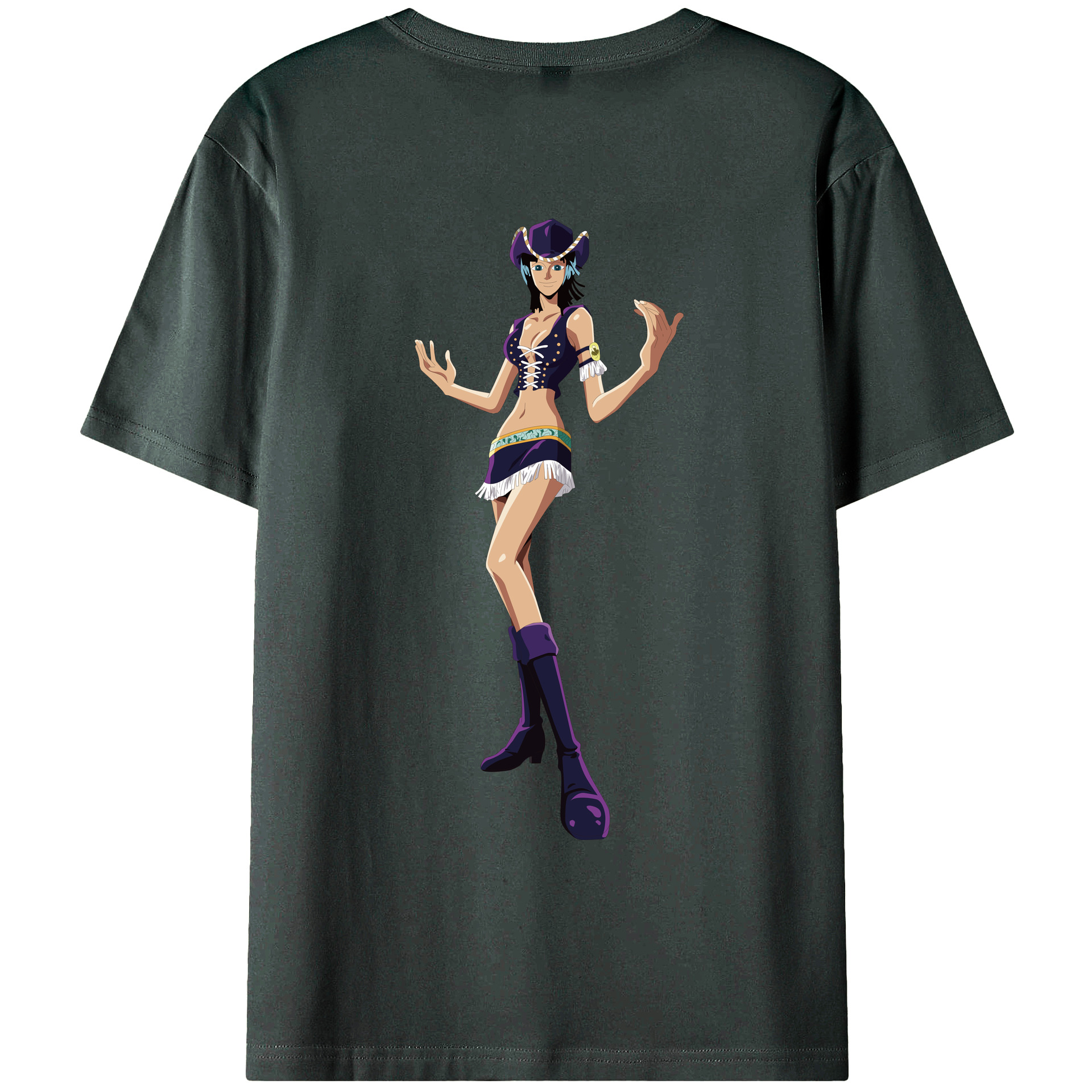 ワンピース ニコ・ロビン ONE PIECE Nico Robin 綿100％ メンズ半袖Tシャツ（バックプリント） 通気性